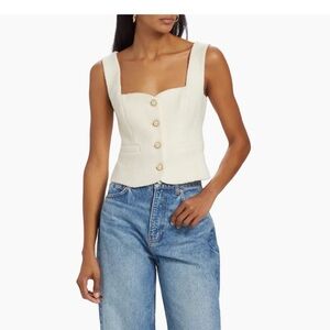 Reformation Cream/ White Amora Wool-Blend Sleeveless Crop Top (size 6)